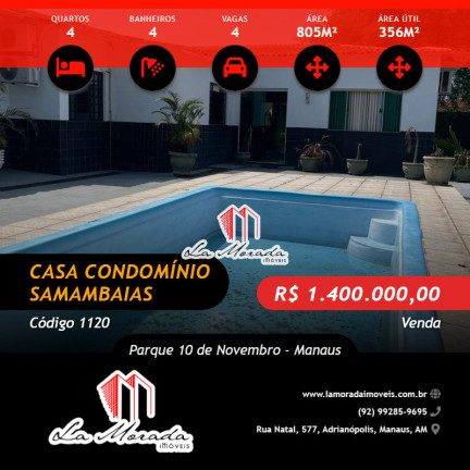 Imagem Casa de Condomínio com 4 Quartos à Venda, 356 m² em Parque 10 De Novembro - Manaus