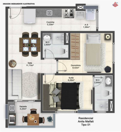 Imagem Apartamento com 2 Quartos à Venda, 53 m² em Guilhermina - Praia Grande Imagem Apartamento com 2 Quartos à Venda, 53 m² em Guilhermina - Praia Grande