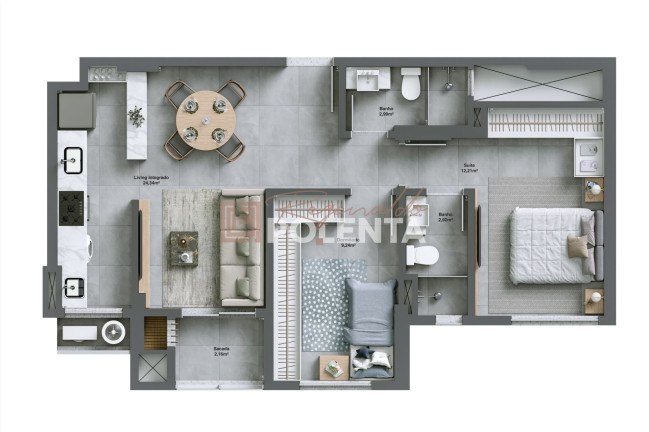 Imagem Apartamento com 2 Quartos à Venda, 65 m² em Comerciário - Criciúma