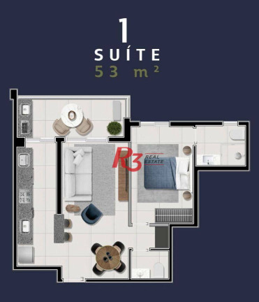Apartamento com 1 Quarto à Venda, 53 m² em Boqueirão - Santos