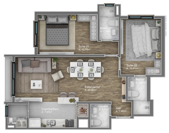 Imagem Apartamento com 1 Quarto à Venda, 56 m² em Av. Central - Gramado Imagem Apartamento com 1 Quarto à Venda, 56 m² em Av. Central - Gramado