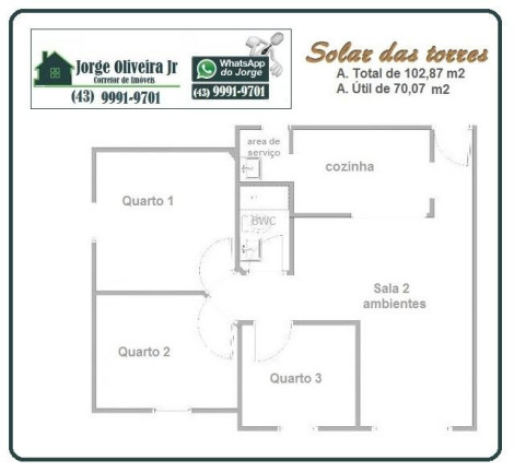 Imagem Apartamento com 3 Quartos à Venda, 70 m² em Parque Jamaica - Londrina Imagem Apartamento com 3 Quartos à Venda, 70 m² em Parque Jamaica - Londrina