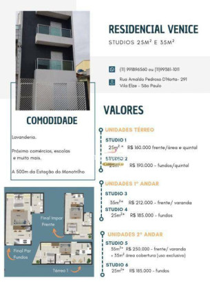 Imagem Studio com 1 Quarto à Venda, 25 m² em Vila Elze - São Paulo Imagem Studio com 1 Quarto à Venda, 25 m² em Vila Elze - São Paulo