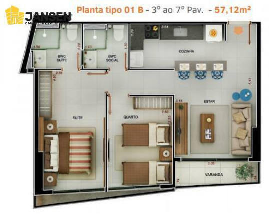 Imagem Apartamento com 2 Quartos à Venda, 57 m² em Tambaú - João Pessoa