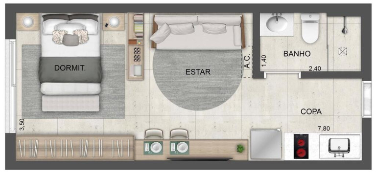 Studio com 1 Quarto à Venda, 40 m² em Vila Romana - São Paulo