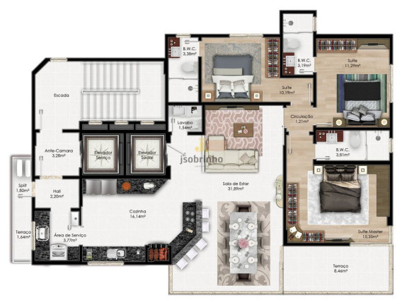 Apartamento com 3 Quartos à Venda, 119 m² em Centro - Balneário Camboriú