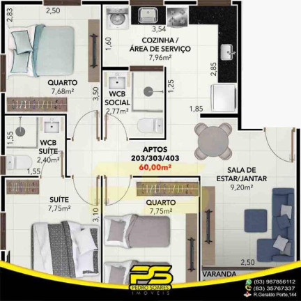 Imagem Apartamento com 3 Quartos à Venda, 60 m² em Bessa - João Pessoa Imagem Apartamento com 3 Quartos à Venda, 60 m² em Bessa - João Pessoa