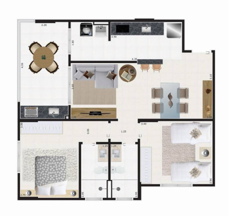 Imagem Apartamento com 2 Quartos à Venda, 75 m² em Guilhermina - Praia Grande