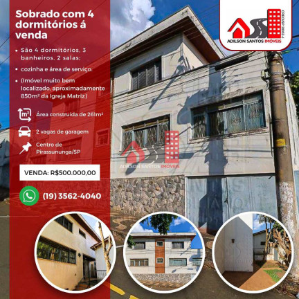 Sobrado com 4 Quartos à Venda, 261 m² em Centro - Pirassununga