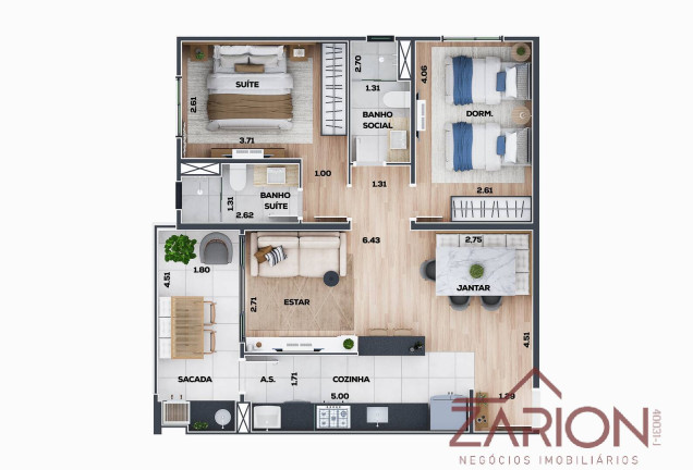 Imagem Apartamento com 3 Quartos à Venda, 102 m² em Loteamento Chácaras Pastorelli - Taubaté