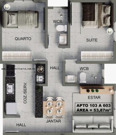 Imagem Apartamento com 2 Quartos à Venda, 54 m² em Bessa - João Pessoa