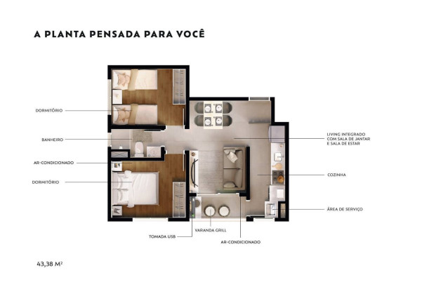 Imagem Apartamento com 2 Quartos à Venda, 45 m² em Chácara Da Barra - Campinas