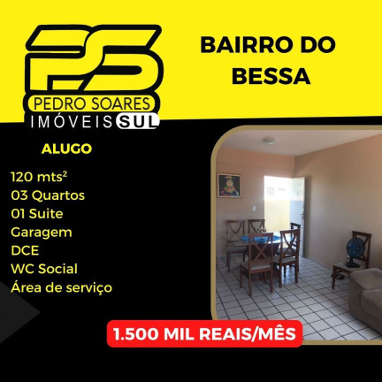 Apartamento com 3 Quartos para Alugar, 120 m² em Bessa - João Pessoa