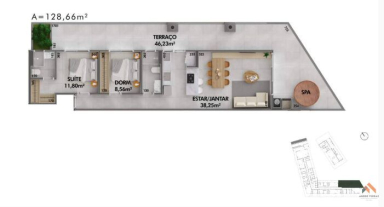 Apartamento com 2 Quartos à Venda, 128 m²