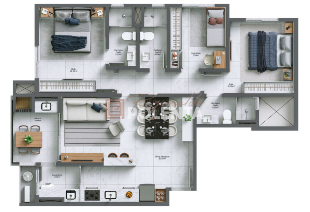 Imagem Apartamento com 3 Quartos à Venda, 94 m² em Michel - Criciúma
