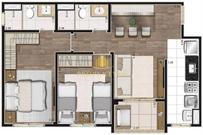 Imagem Apartamento com 2 Quartos à Venda, 65 m² em Vila Anastácio - São Paulo