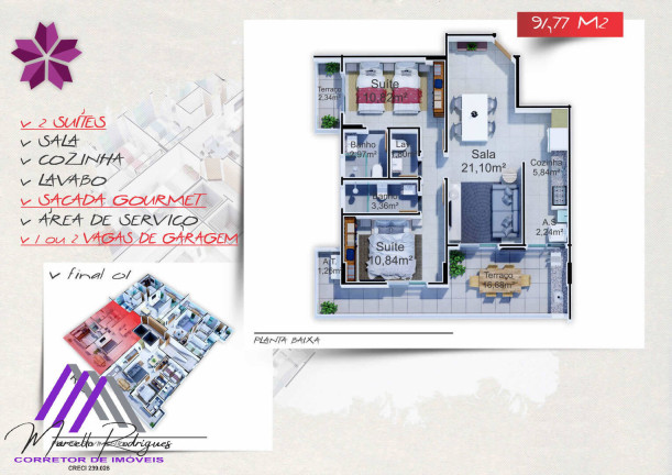Imagem Apartamento com 2 Quartos à Venda, 91 m² em Vila Tupi - Praia Grande