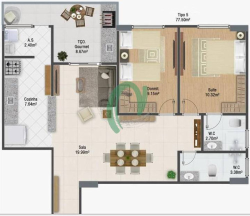 Imagem Apartamento com 2 Quartos à Venda, 77 m² em Guilhermina - Praia Grande