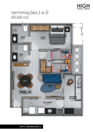 Imagem Apartamento com 1 Quarto à Venda, 44 m² em Ponta Verde - Maceió