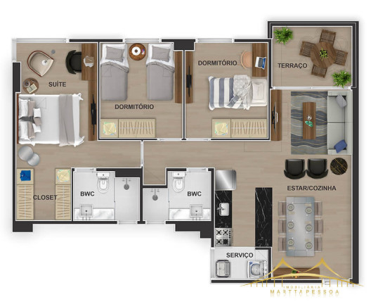 Imagem Apartamento com 2 Quartos para Alugar, 59 m² em Capim Macio - Natal