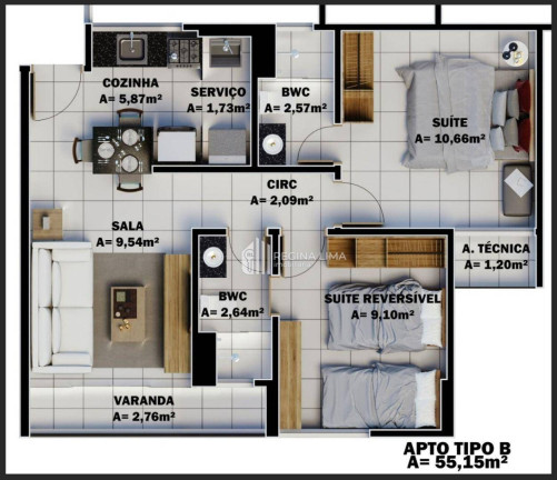 Imagem Apartamento com 2 Quartos à Venda, 55 m² em Primavera - Teresina Imagem Apartamento com 2 Quartos à Venda, 55 m² em Primavera - Teresina