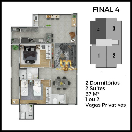 Imagem Apartamento com 2 Quartos à Venda, 87 m² em Canto Do Forte - Praia Grande