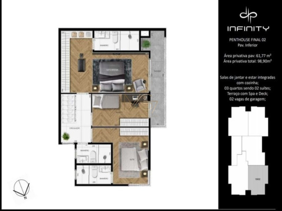 Imagem Cobertura com 3 Quartos à Venda, 107 m² em Centro - São José Dos Pinhais