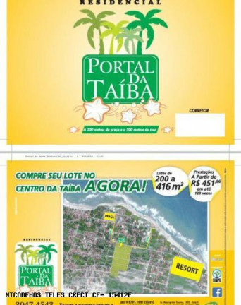 Imagem Terreno à Venda, 150 m² em Taíba - São Gonçalo Do Amarante Imagem Terreno à Venda, 150 m² em Taíba - São Gonçalo Do Amarante