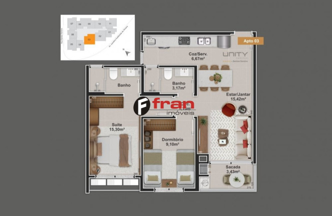 Imagem Apartamento com 2 Quartos à Venda, 43 m² em Estreito - Florianópolis