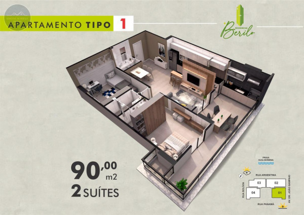Imagem Apartamento com 2 Quartos à Venda, 90 m² em Guilhermina - Praia Grande