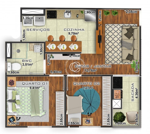 Imagem Apartamento com 2 Quartos à Venda, 52 m² em Camobi - Santa Maria Imagem Apartamento com 2 Quartos à Venda, 52 m² em Camobi - Santa Maria