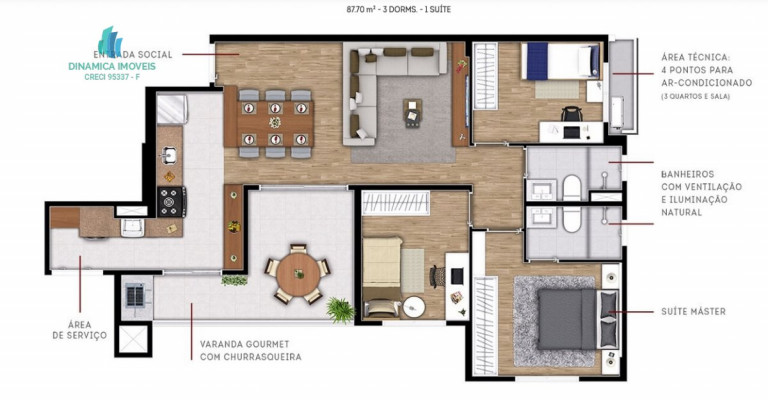 Imagem Apartamento com 3 Quartos à Venda, 87 m² em Jardim Aurélia - Campinas