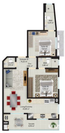 Imagem Apartamento com 2 Quartos à Venda, 74 m² em Barreiros - São José