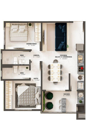 Imagem Apartamento com 2 Quartos à Venda, 74 m² em Gravatá - Navegantes Imagem Apartamento com 2 Quartos à Venda, 74 m² em Gravatá - Navegantes