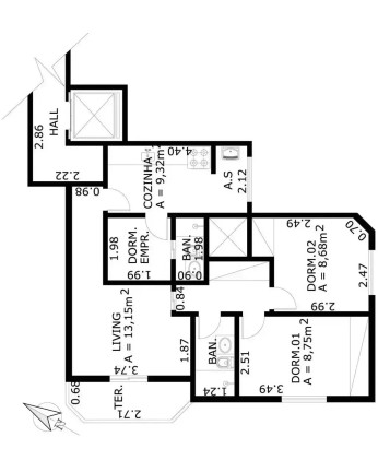Imagem Apartamento com 2 Quartos à Venda, 71 m²
