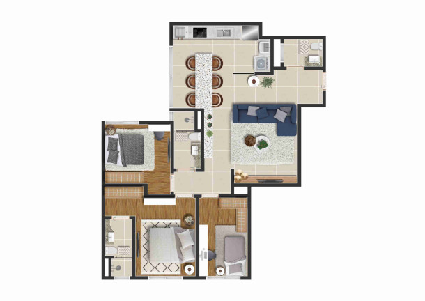 Imagem Apartamento com 3 Quartos à Venda, 79 m² em Nova Guará - Guaratinguetá