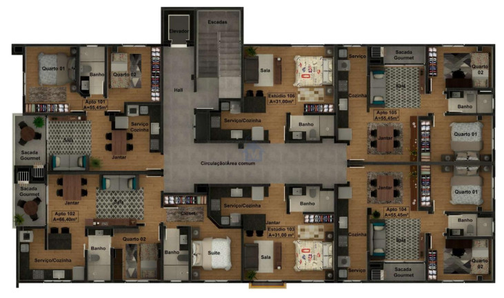Imagem Apartamento com 2 Quartos à Venda, 55 m² em Centro - Foz Do Iguaçu