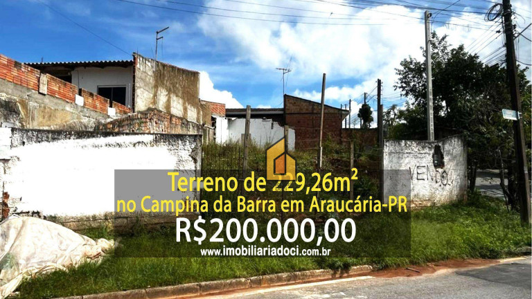 Terreno à Venda, 229 m² em Campina Da Barra - Araucária