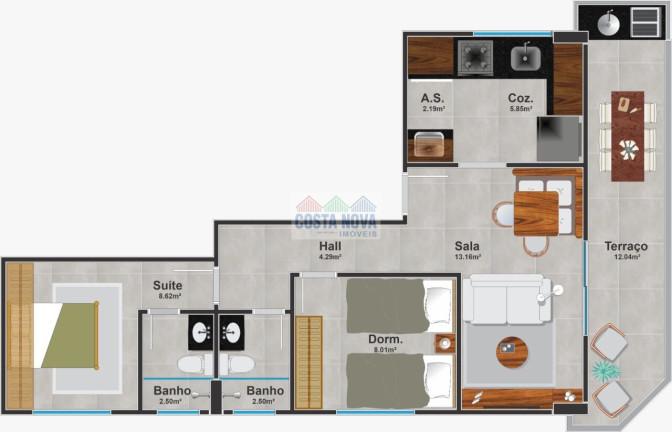 Imagem Apartamento com 2 Quartos à Venda, 54 m² Imagem Apartamento com 2 Quartos à Venda, 54 m²