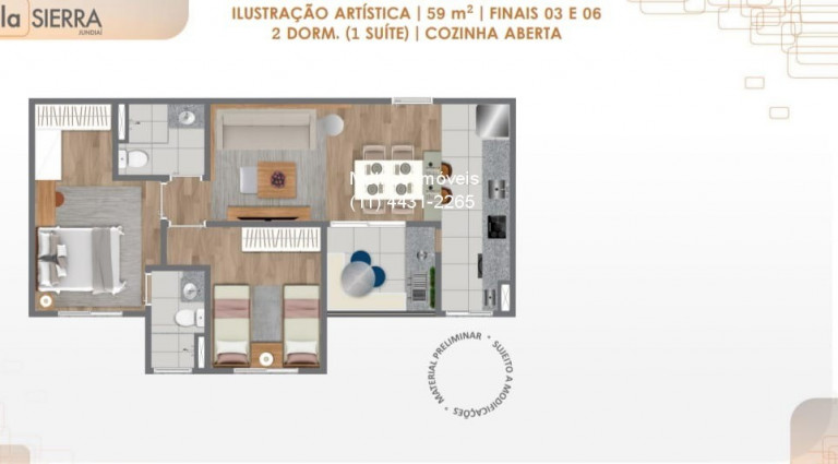 Imagem Imóvel com 2 Quartos à Venda, 59 m² em Medeiros - Jundiaí