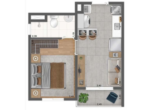 Imagem Apartamento com 1 Quarto à Venda, 31 m² em Brás - São Paulo