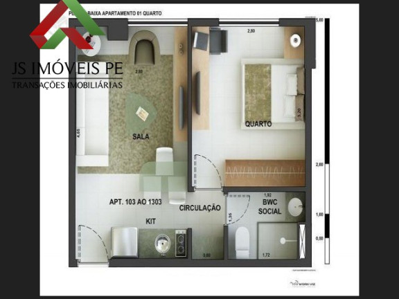 Imagem Imóvel com 1 Quarto para Alugar, 30 m² em Candeias - Jaboatão Dos Guararapes