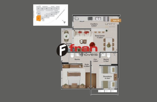 Apartamento com 2 Quartos à Venda, 43 m² em Estreito - Florianópolis