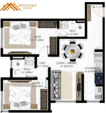 Imagem Apartamento com 1 Quarto à Venda, 62 m² em Praia Da Vila - Imbituba