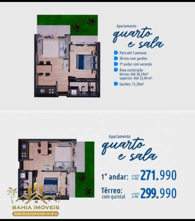 Imagem Apartamento com 1 Quarto à Venda, 33 m² em Coroa Vermelha - Porto Seguro Imagem Apartamento com 1 Quarto à Venda, 33 m² em Coroa Vermelha - Porto Seguro