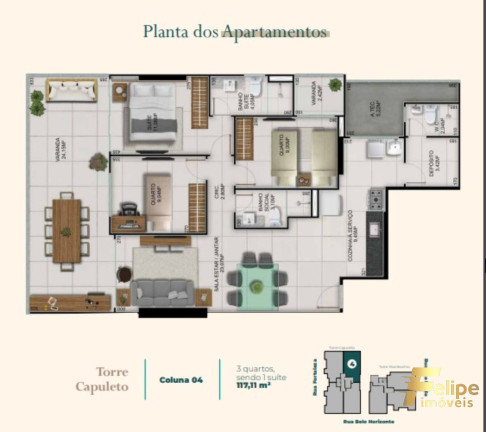 Imagem Imóvel com 3 Quartos à Venda, 125 m² em Itapuã - Vila Velha