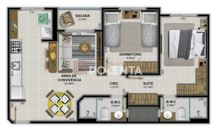 Apartamento com 2 Quartos à Venda, 71 m² em Próspera - Criciúma