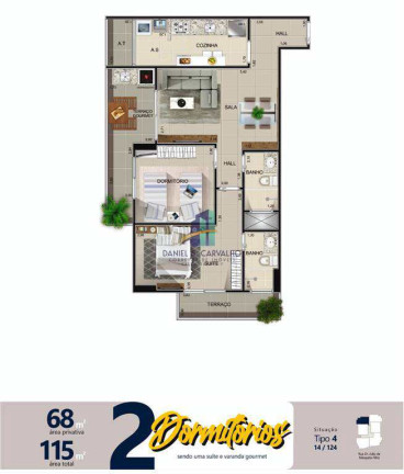 Imagem Apartamento com 2 Quartos à Venda, 68 m² em Aviação - Praia Grande