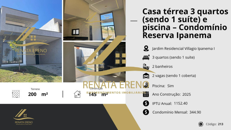 Imagem Casa com 3 Quartos à Venda, 200 m² em Jardim Residencial Villagio Ipanema I - Sorocaba Imagem Casa com 3 Quartos à Venda, 200 m² em Jardim Residencial Villagio Ipanema I - Sorocaba