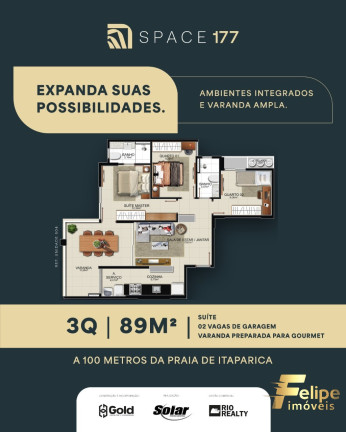 Imagem Imóvel com 3 Quartos à Venda, 89 m² em Praia De Itaparica - Vila Velha
